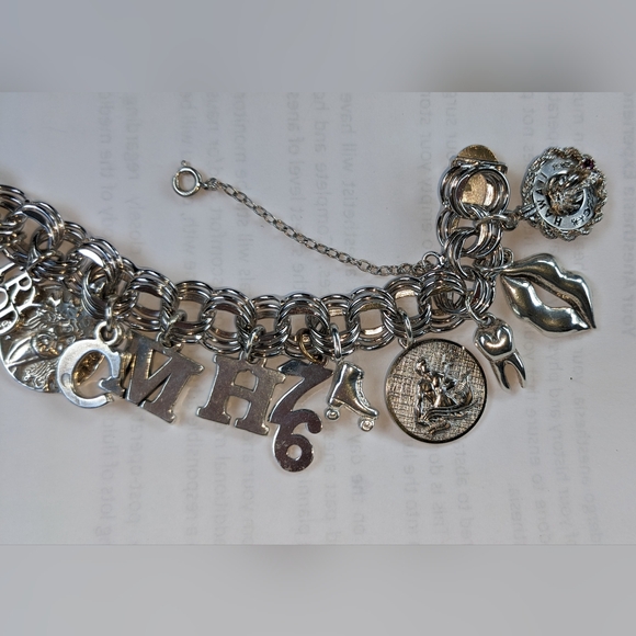 EC TRIPLE LINK STERLING SILVER ALL MARKED CHUNKY CHARM BRACELET - Picture 4 of 14